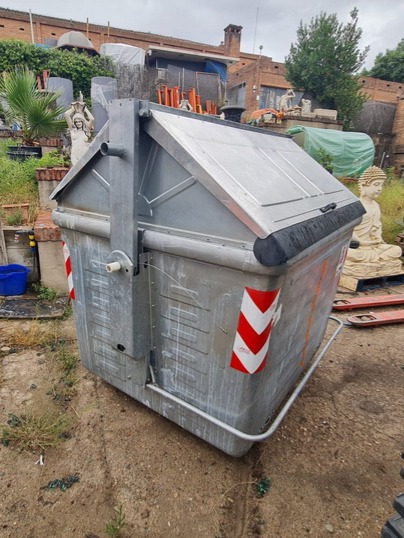 container contenedor basura residuos urbano metal gris 1u